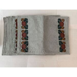 Vintage Fruit Design Gray Place Mats & Napkins Set of 5 by Samuel Lamont